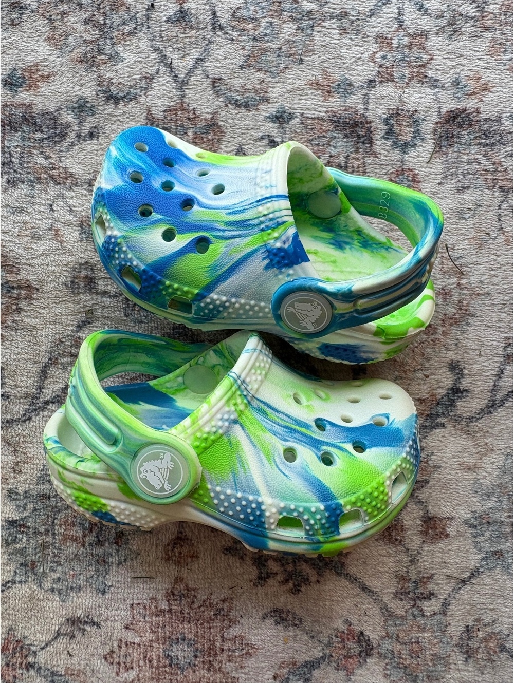 4C Toddler Green & Blue Tie Dye Crocs